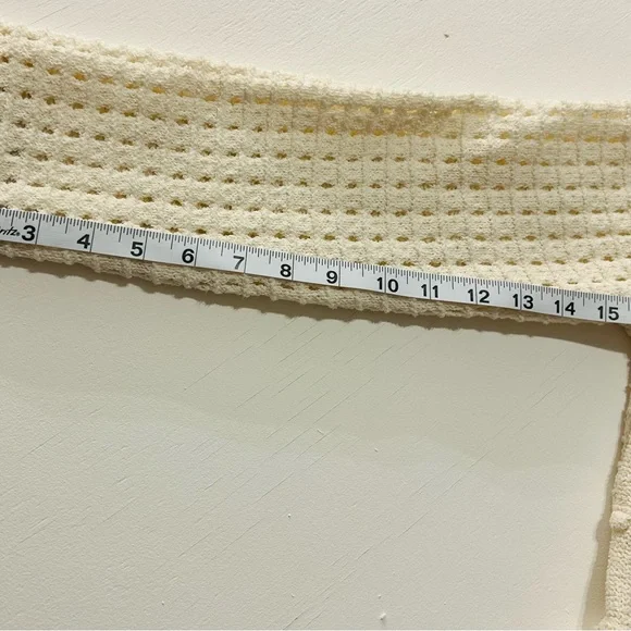 Vintage Inspired Classic Woman's Cream Embroidered Openwork Knit Cardigan - Picture 6 of 9